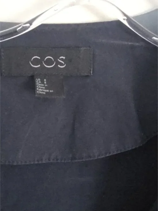 COS | V-neck Poplin Dress Side Ties Navy Sz 8 - Picture 3 of 6